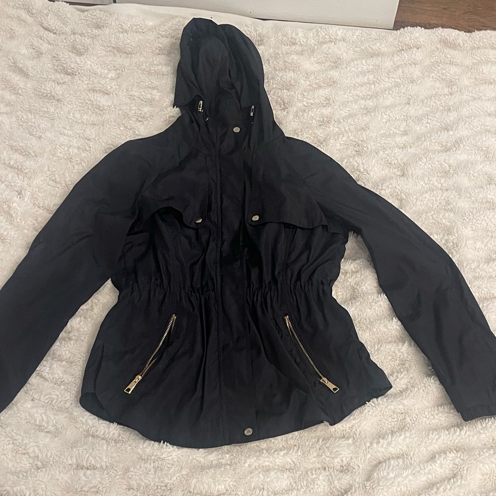 Zara Navy Blue Anorak Raincoat, Size Small